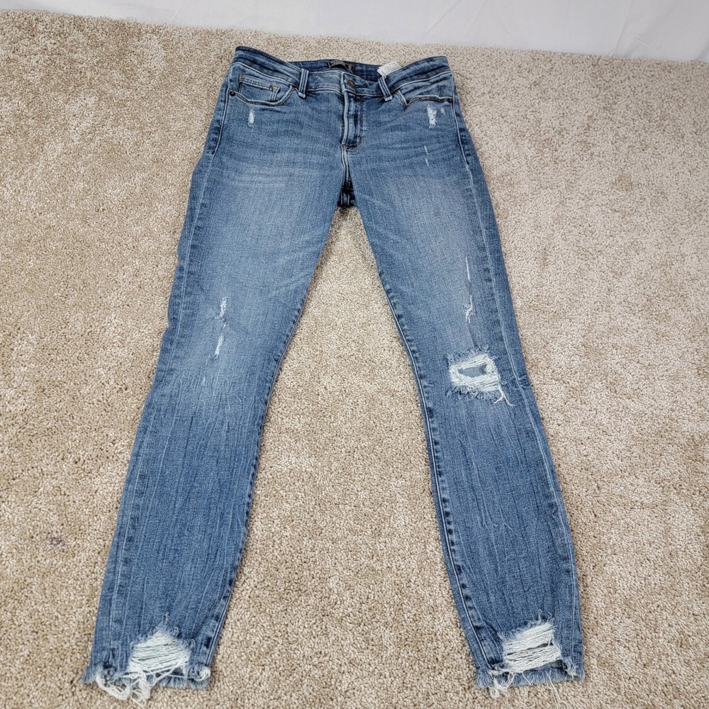 Abercrombie Fitch Womens Harper Low Rise Ankle Jeans  Size 4R Distressed Raw Hem - Picture 2 of 8
